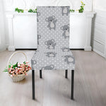 Grey Koala Pattern Print Dining Chair Slipcover