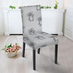 Grey Koala Pattern Print Dining Chair Slipcover