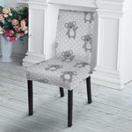Grey Koala Pattern Print Dining Chair Slipcover
