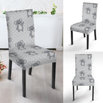 Grey Koala Pattern Print Dining Chair Slipcover