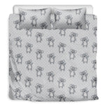 Grey Koala Pattern Print Duvet Cover Bedding Set