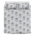 Grey Koala Pattern Print Duvet Cover Bedding Set