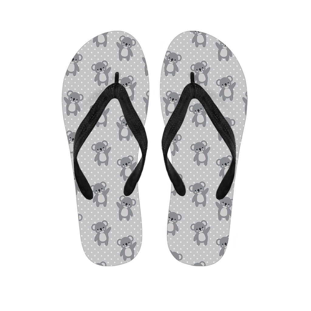 Grey Koala Pattern Print Flip Flops