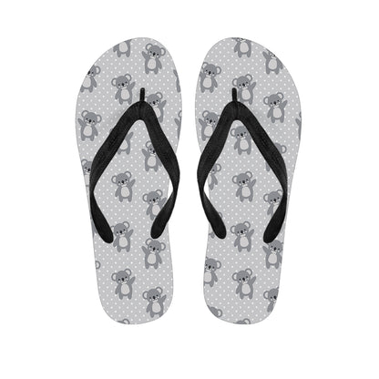 Grey Koala Pattern Print Flip Flops