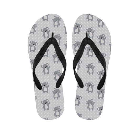 Grey Koala Pattern Print Flip Flops