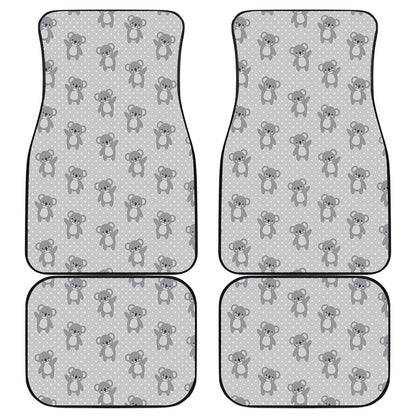 Grey Koala Pattern Print Front and Back Car Floor Mats