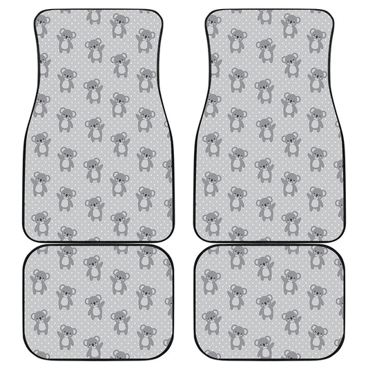 Grey Koala Pattern Print Front and Back Car Floor Mats