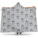 Grey Koala Pattern Print Hooded Blanket