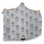 Grey Koala Pattern Print Hooded Blanket