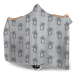 Grey Koala Pattern Print Hooded Blanket