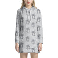 Grey Koala Pattern Print Pullover Hoodie Dress