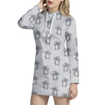 Grey Koala Pattern Print Hoodie Dress
