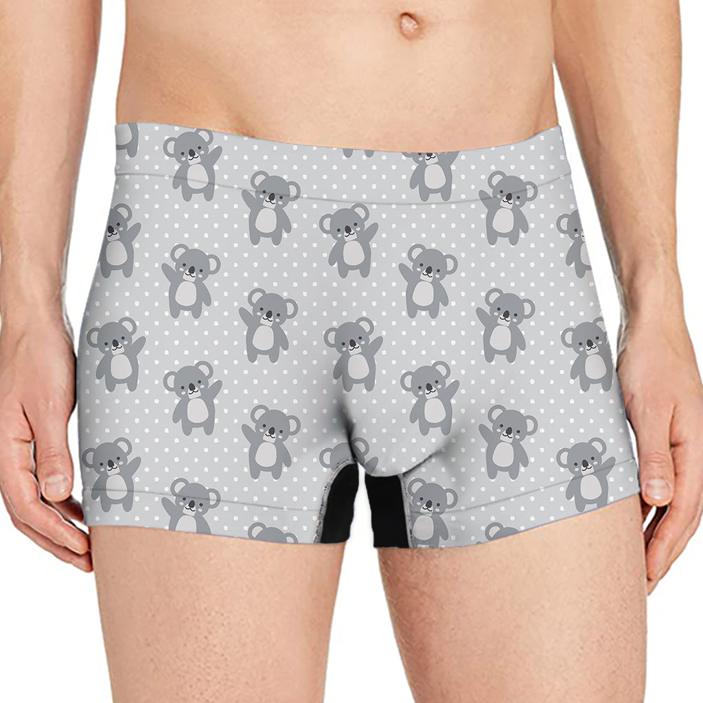 Grey Koala Pattern Print Men's Boxer Briefs