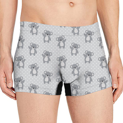 Grey Koala Pattern Print Men's Boxer Briefs