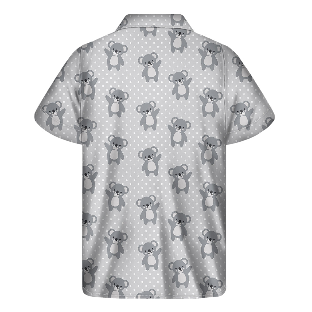 Grey Koala Pattern Print Men's Short Sleeve Shirt