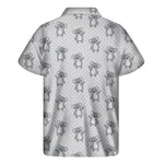 Grey Koala Pattern Print Men's Short Sleeve Shirt
