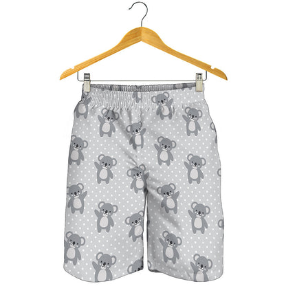 Grey Koala Pattern Print Men's Shorts