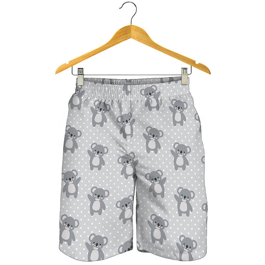 Grey Koala Pattern Print Men's Shorts
