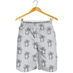 Grey Koala Pattern Print Men's Shorts