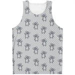 Grey Koala Pattern Print Men's Tank Top
