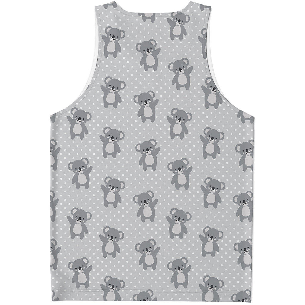 Grey Koala Pattern Print Men's Tank Top