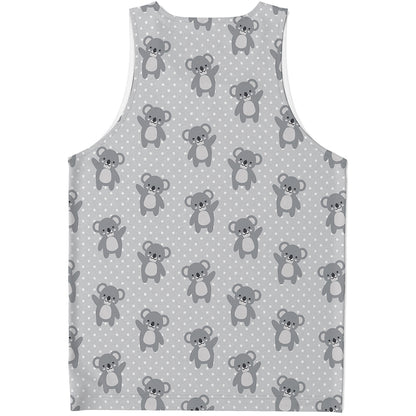 Grey Koala Pattern Print Men's Tank Top