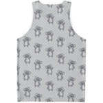 Grey Koala Pattern Print Men's Tank Top