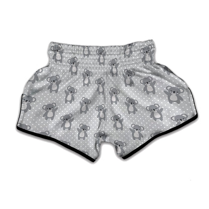 Grey Koala Pattern Print Muay Thai Boxing Shorts