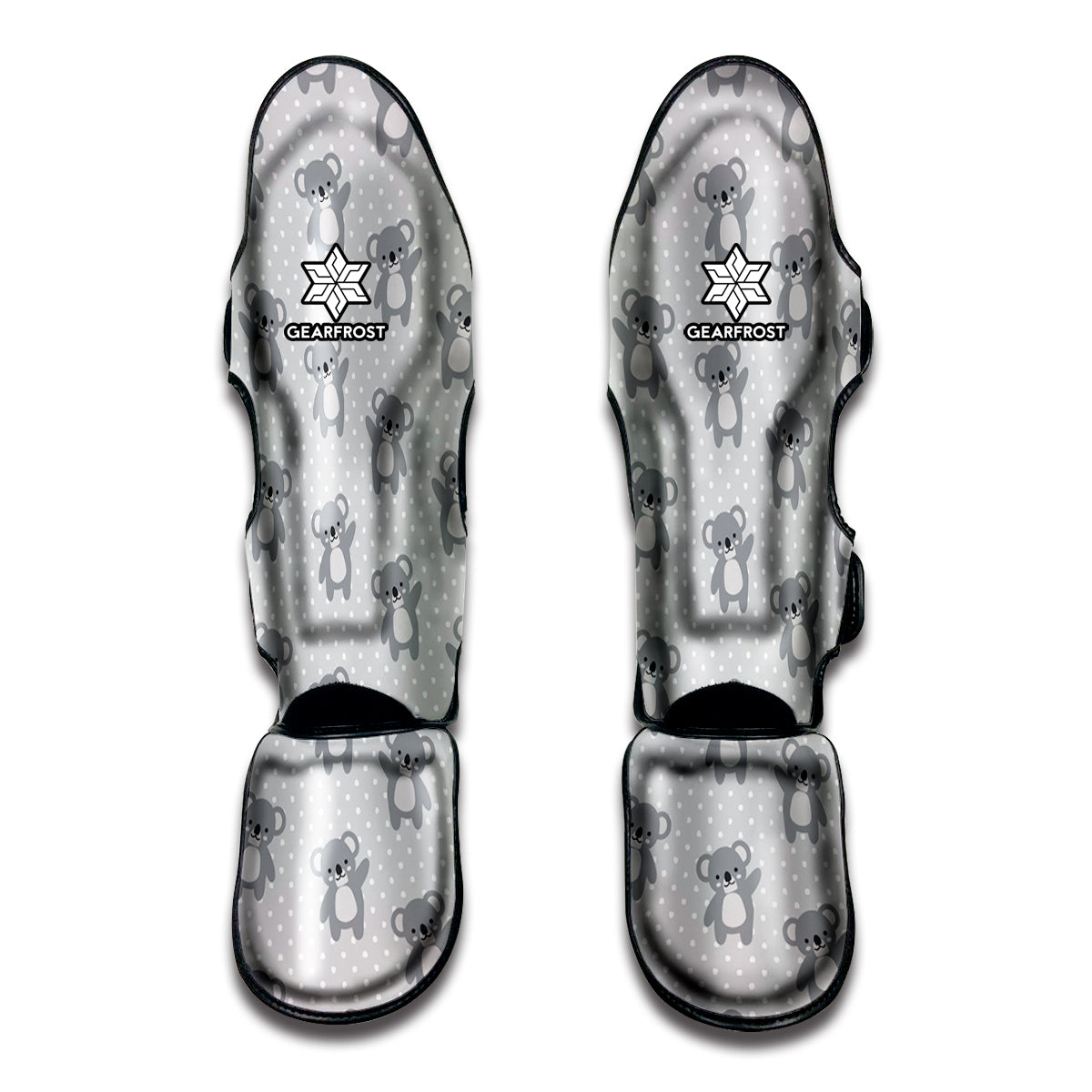 Grey Koala Pattern Print Muay Thai Shin Guard