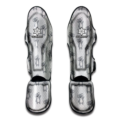 Grey Koala Pattern Print Muay Thai Shin Guard