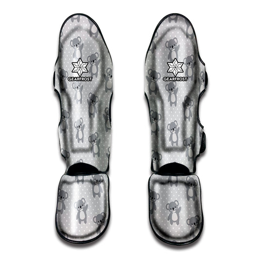 Grey Koala Pattern Print Muay Thai Shin Guard