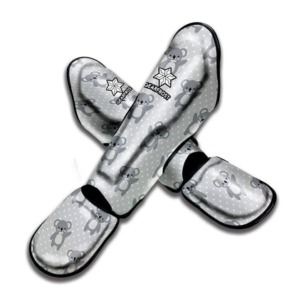 Grey Koala Pattern Print Muay Thai Shin Guard