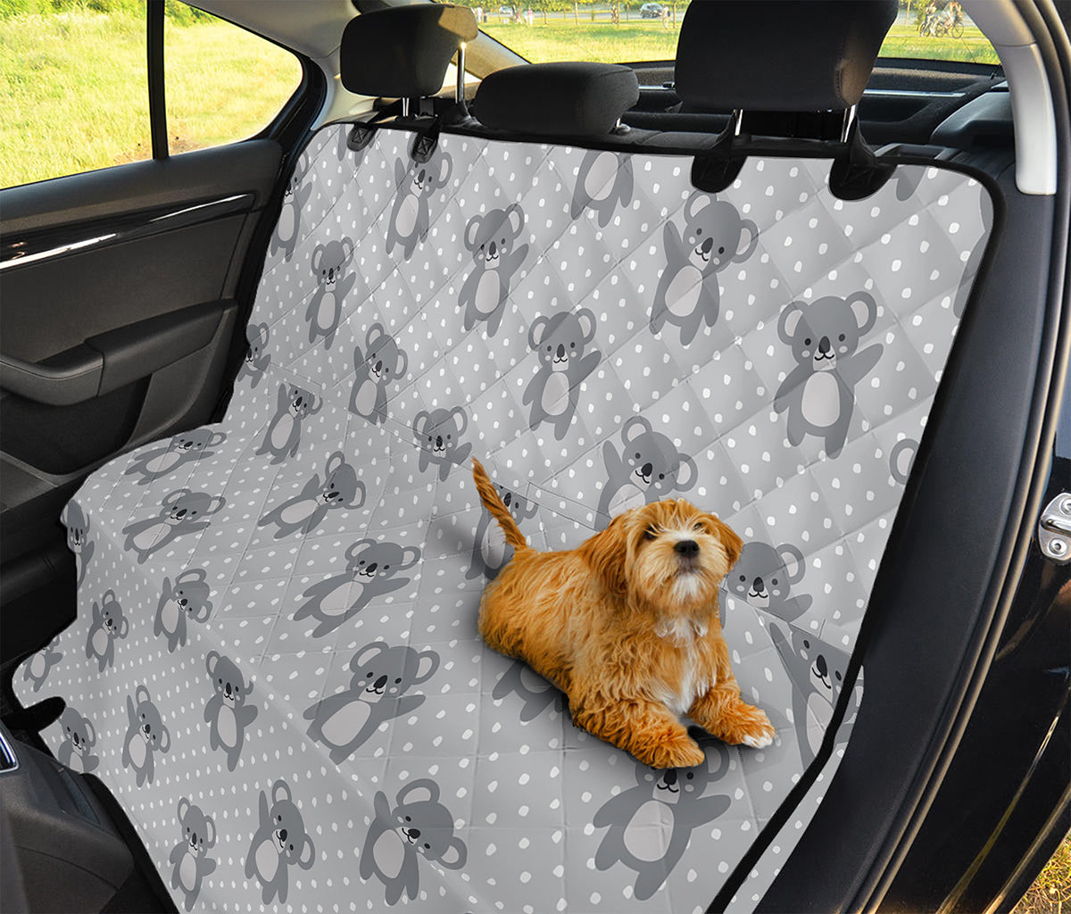 Grey Koala Pattern Print Pet Car Back Seat Cover
