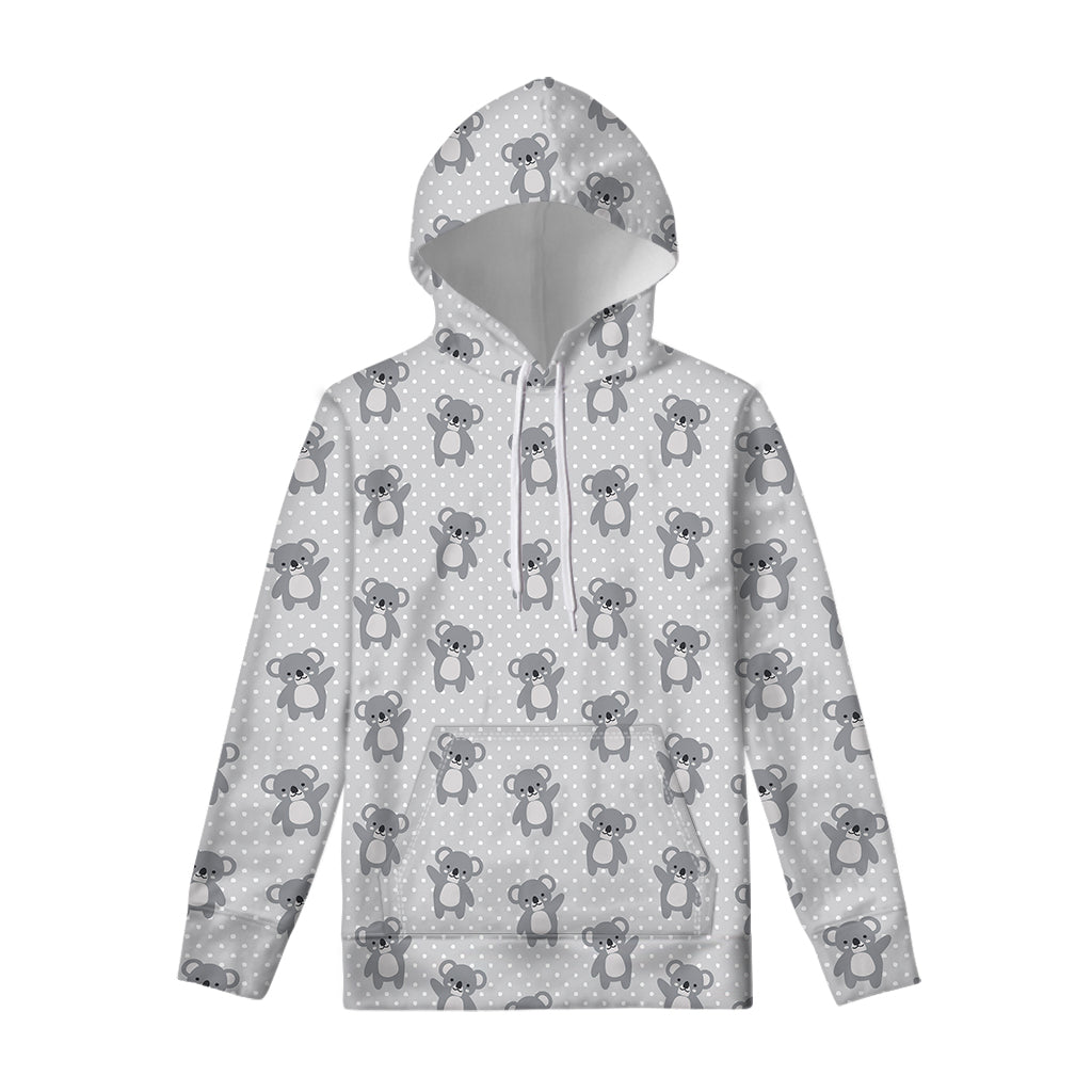 Grey Koala Pattern Print Pullover Hoodie
