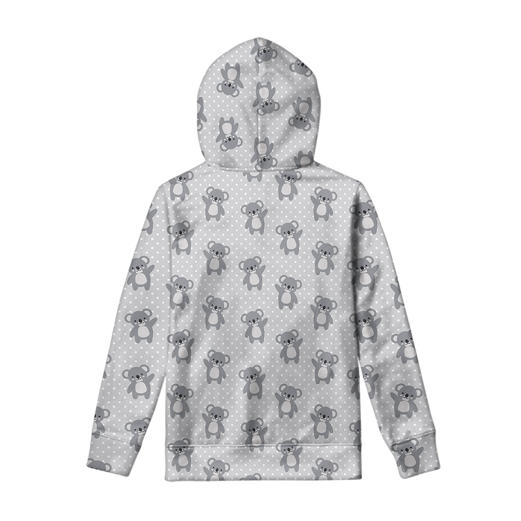 Grey Koala Pattern Print Pullover Hoodie