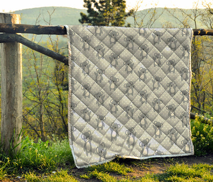 Grey Koala Pattern Print Quilt