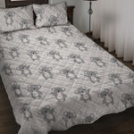 Grey Koala Pattern Print Quilt Bed Set