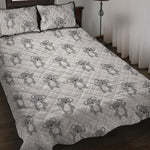 Grey Koala Pattern Print Quilt Bed Set