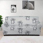 Grey Koala Pattern Print Sofa Cover