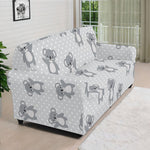 Grey Koala Pattern Print Sofa Cover