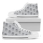 Grey Koala Pattern Print White High Top Shoes