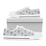 Grey Koala Pattern Print White Low Top Shoes