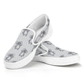 Grey Koala Pattern Print White Slip On Sneakers