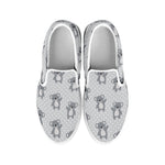 Grey Koala Pattern Print White Slip On Shoes
