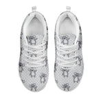 Grey Koala Pattern Print White Sneakers