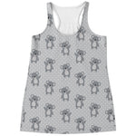 Grey Koala Pattern Print Women's Racerback Tank Top