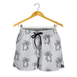 Grey Koala Pattern Print Women's Shorts