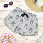Grey Koala Pattern Print Women's Shorts