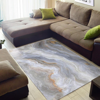 Grey Marble Print Area Rug GearFrost