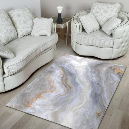 Grey Marble Print Area Rug GearFrost